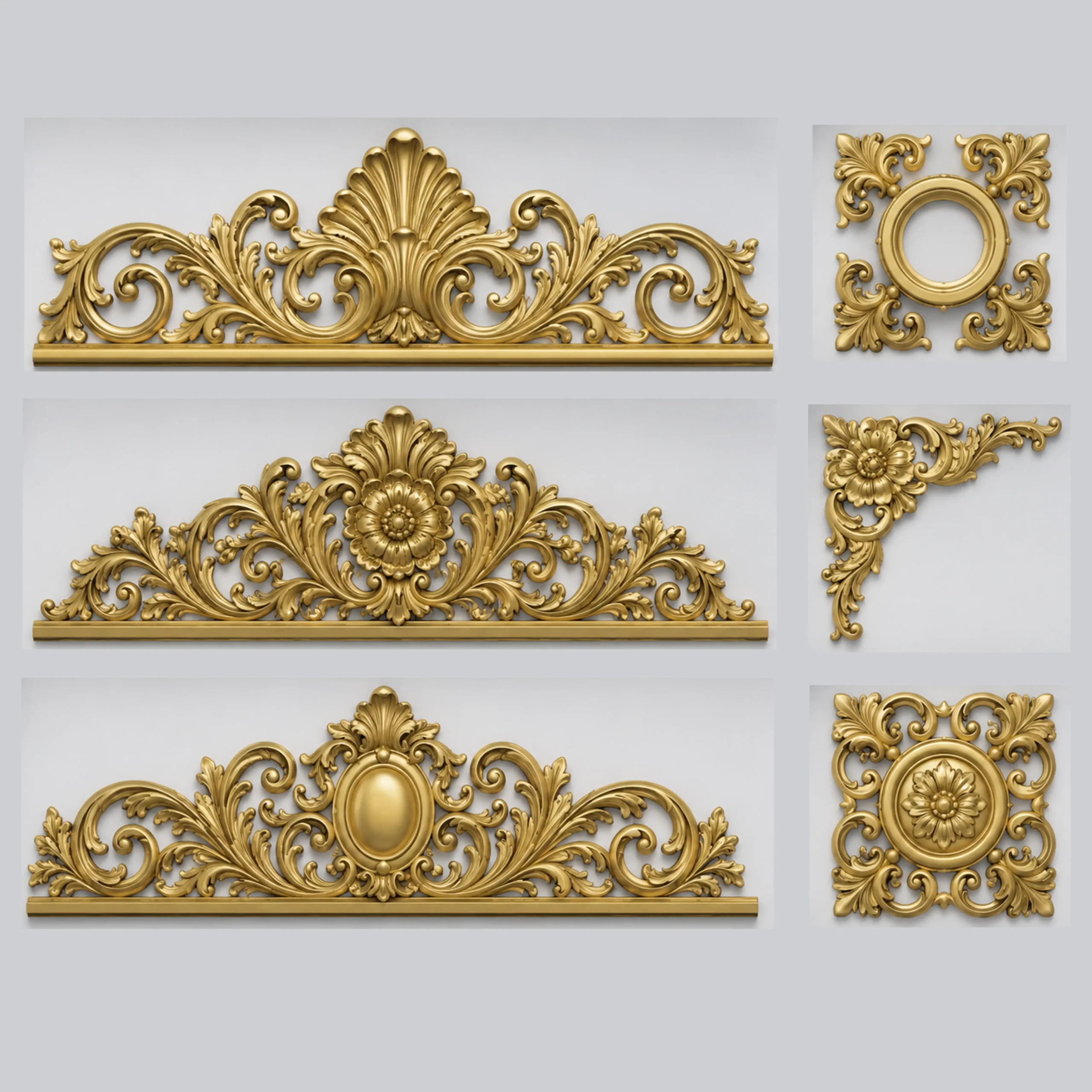 Baroque CNC carved decorative wood panels